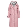 thumbnail image 5 of Zpanxa Womens Winter Jackets Long Hooded Waterproof Raincoat Striped Lined Lightweight Windbreaker Outdoor Jacket with Pockets Casual Travel, 5 of 7