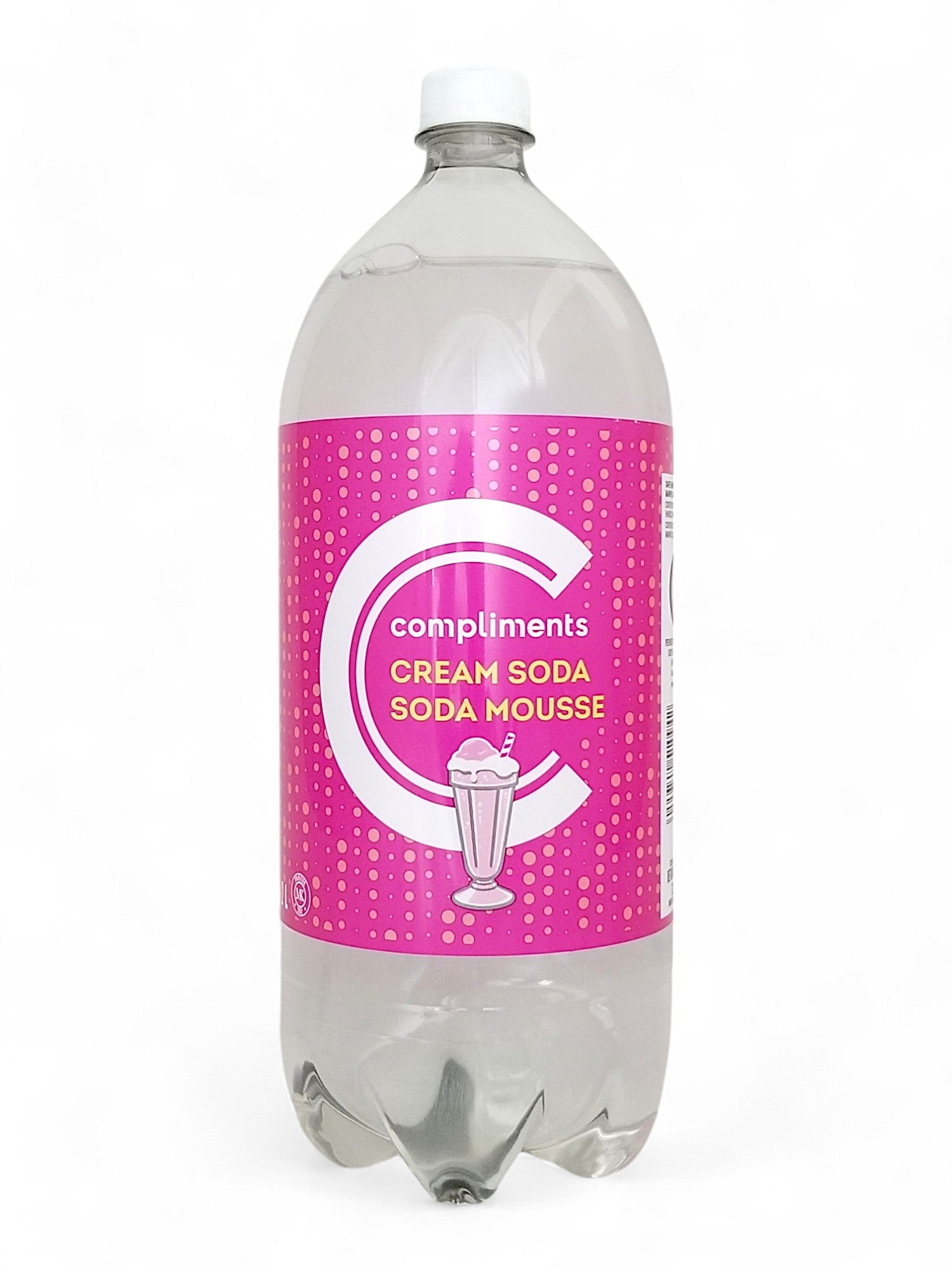 Compliments Soft Drink Clear Cream Soda, 2 Litre/67 fl. oz. Bottle