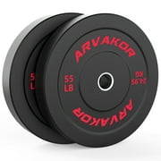 ARVAKOR Olympic Bumper Plate Weight Sets with Steel Hub, Color Coded, 10LB-55LB