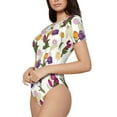 thumbnail image 2 of Naloa Tulips Flowers Women's Short-Sleeved Onesie, One-Piece Swimsuit for Parties, dates, clubs - Small, 2 of 9