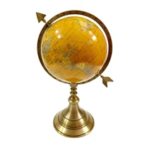 15" Brass World Map Globe, Vintage Style, Handcrafted Decorative Tabletop