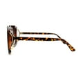 thumbnail image 3 of Womens Semi Rimless Flat Top Thick Plastic Shield Sunglasses Tortoise Gold Brown, 3 of 4
