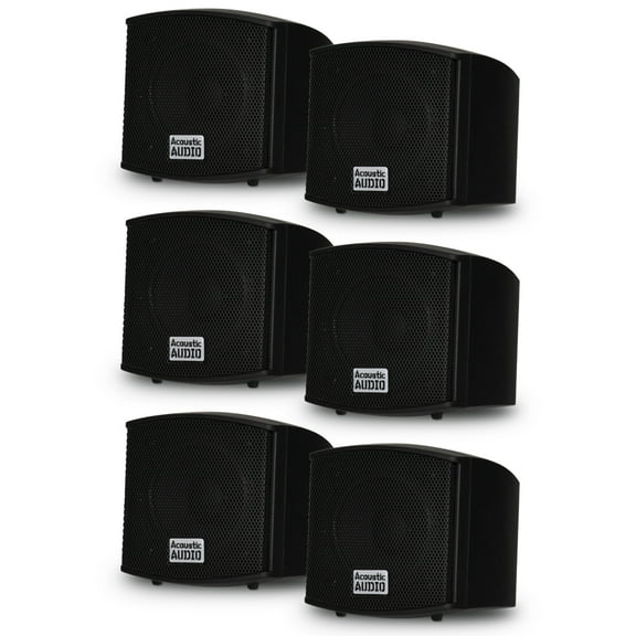 Acoustic Audio AA321B Mountable Indoor Speakers 1200 Watts Black 3 Pair Pack AA321B-3Pr