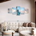 thumbnail image 2 of Elephant Stock Lady Liberty Monument Wall Art - Horizontal Multi Panel Canvas - 5 Pieceliving Room Wall Decor - Photography Places Multi Panel - Blue And Orange Decor - 80" x 36", 2 of 4