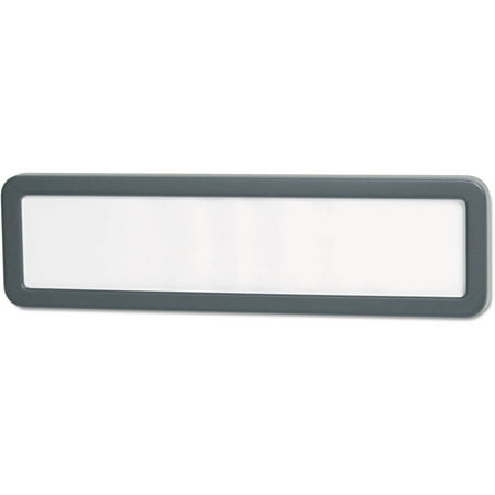 - (2 Pack) Universal Recycled Cubicle Nameplate with Rounded Corners, 9 x 2 1/2, Charcoal