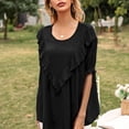 thumbnail image 3 of Camiseta de mujer de manga corta, cuello redondo, con volantes, camiseta holgada de verano, negro, XL kenally  AP001237-08, 3 of 7