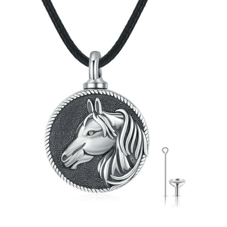 AOVEAO Horse Urn Necklace 925 Sterling Silver Urn for Ashes Pendant Necklaces for Men Women Grandma Grandpa Dog Cat Pets Memorial Keepsake Jewelry Gifts