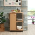 thumbnail image 2 of Hodedah 23.6" Wide Open Shelves and Cabinet Space Kitchen Cart in Beech, 2 of 4