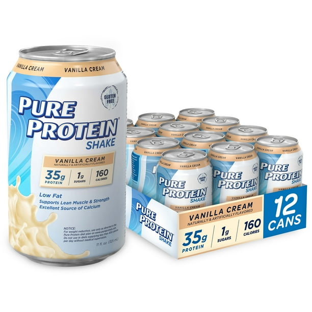 Pure Protein Shake, Vanilla Cream, 35g Protein, 11 Fl Oz, 12 Ct