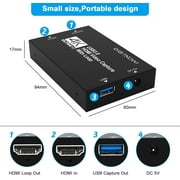 DIGITNOW 4K Video Capture Card with Loop Out, HDMI USB 3.0 Video Capture Device