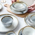 thumbnail image 4 of Ceramic Dinner Plates Set Dishes Marble Design Steak Food Plate Salad Soup Bowl Dessert Cake Plate Dinnerware Set for Restaurant, 4 of 7