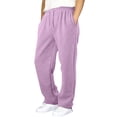 thumbnail image 5 of UDAUDU Boys Girls Baggy Sweatpants Casual Straight Wide Leg Sweat Pants Drawstring Athletic Workout Gym Jogger with Pockets Light Purple 7-8 Years, 5 of 6
