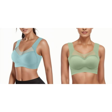 (2-Pack) 2025 New Women s Comfortable andy 36 C Womens Bra Sports Gathering Thin Bra Women Bras Wireless Padded and Tank Top Style Small Sports Bras for Women Underwear without Steel Rings