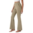 thumbnail image 2 of Flare Leggings for Women Yoga Pants High Waisted Crossover Stretchy Leggings Business Bootcut Yoga Pants with Pockets (Khaki,M), 2 of 4