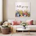 thumbnail image 5 of Hello Spring Wall Art Painting on Canvas, Elagant Summer Floral Botanical Wooden Canvas Art Home Prints Wall Art Framed Modern Artwork for Living Room Bedroom Wall Decor 12x12in, 5 of 9