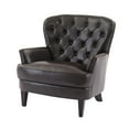 thumbnail image 5 of IVV Mid-Century Vintage Accent Chairs, PU Leather Upholstered Living Room Armchair w/ Button Tufted Back, Nailhead Trim and Solid Wood Legs for Bedroom/Office/Cafe (Dark Brown), 5 of 9