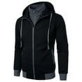 thumbnail image 2 of ZHOUCHANKIDS Mens Stylish and Hooded Zipper Pocket Long Sleeve Sweater Coat Top Black X-Large, 2 of 4