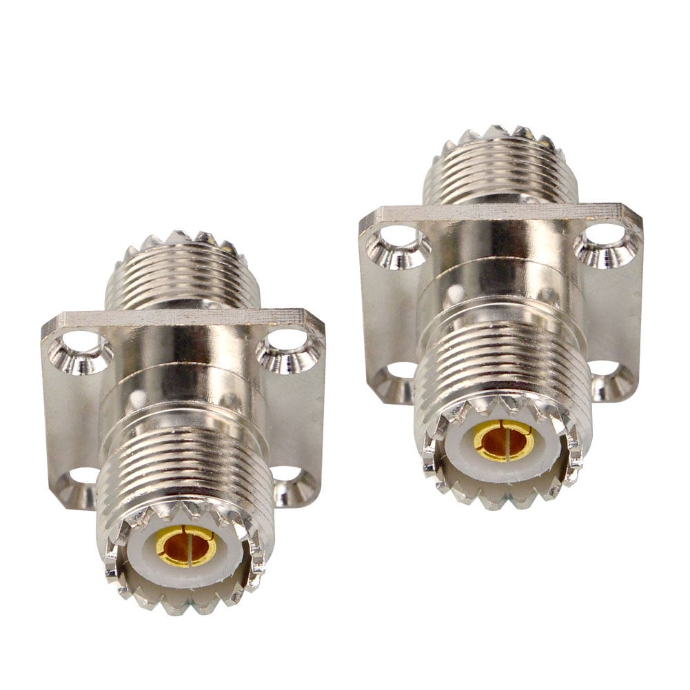 Onelinkmore 2pcs Uhf Coax Connector So239 Female To Female With 4 Hole Flange Panel Mount 4653