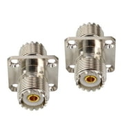 onelinkmore 2pcs UHF Coax Connector SO239 Female to Female with 4 Hole Flange Panel Mount Coaxial Adapter