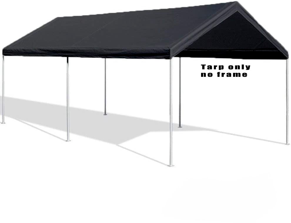 12' X 20' Canopy Replacement Cover - for Frames 10' W X 20' L (See Diagram) Black Carport Replacement Top