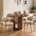 thumbnail image 3 of Finmind 47" Round Farmhouse Dining Table, Dinner Table for 4-6 People with 2-Tier Shelf Pedestal, Large Wood Table, Walnut Brown, 3 of 7