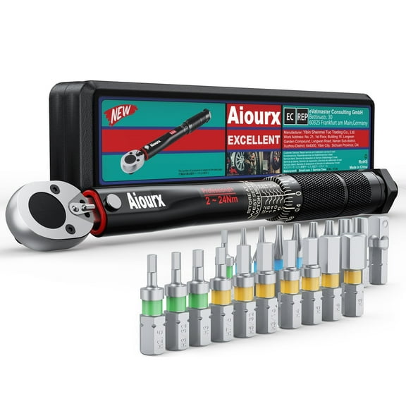 Aiourx, 1/4" Ratchet Steel Handle Matte with Drive Torque Wrench 23 Piece