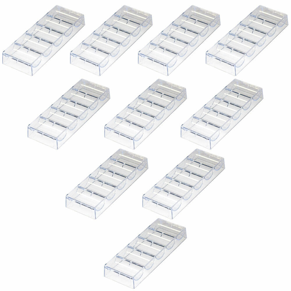 Set of 10 Clear Acrylic Poker Chip Rack Trays Each Holds 100 Chips