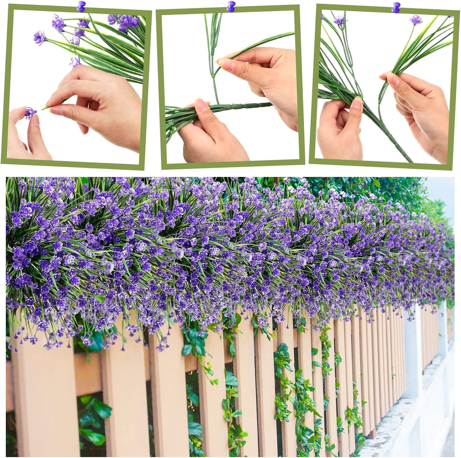 40 Bundles Outdoor Artificial Flowers UV Resistant Artificial Plants Bulk for Outside Faux Flowers Plastic Fake Plants Outdoors Summer Fall Decoration Shrubs Garden Porch Window Box Decor (Purple Red)