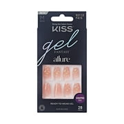 KISS Gel Fantasy Allure Press-On Nails, Be Here Now, Nude, Medium Coffin, 31 Pieces