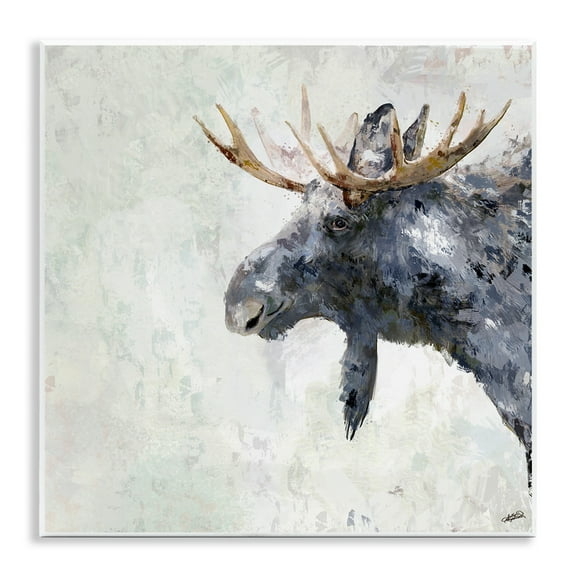 Stupell Industries Rustic Moose View Animals & Insects Painting Unframed Art Print Wall Art, 12 x 12