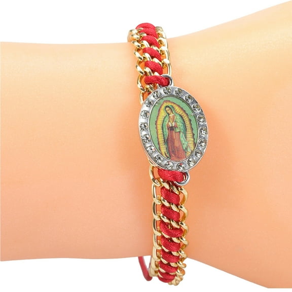 SIEYIO Virgin Maria Spot Drill Bracelet Hand-Woven Bracelet Can Worn By Men And Women As Gifts Or Prayer Bracelet 4-Color