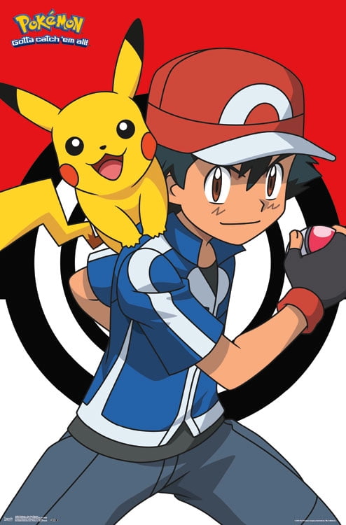 Trends International Pokemon Ash and Pikachu Wall Poster 22.375' x 34'