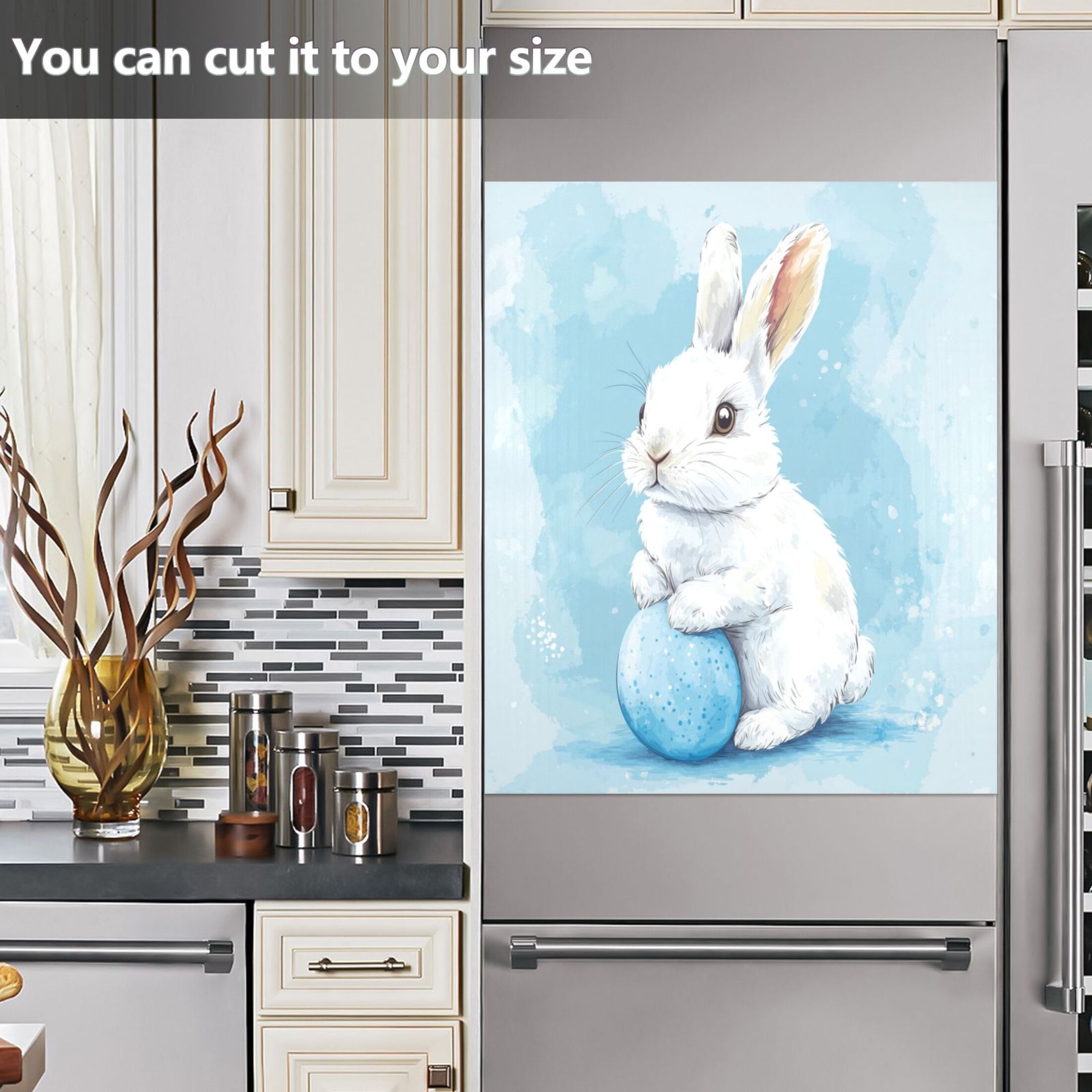 Dishwasher Magnetic Sticker 23x26 Inch Refrigerator Magnetic Sticker Washing Machine Magnetic Sticker Kitchen Panel Magnetic Sticker Home Decor Blue Easter Bunny