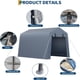 thumbnail image 3 of 6x8 ft gray outdoor almacenamiento shed: portable carport con roll - up ventilated zipper door y windows, 3 of 8