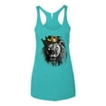 thumbnail image 2 of Wild Bobby, King Lion with Gold Crown Art, Animal Lover, Women Tri-Blend Racerback Tank Top, Tahiti Blue, Large, 2 of 4