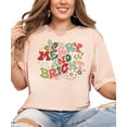 thumbnail image 2 of Groovy Merry and Bright Kids and Adult Matching Christmas T-Shirts for Matching Family Fun Outfits Peach Shirt Adult Small, 2 of 4