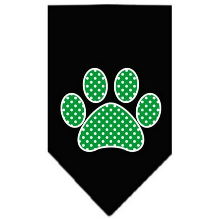 - Green Swiss Dot Paw Screen Print Bandana Black Small