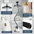 thumbnail image 4 of Full-Size Clothes Steamer - 1500W Power, 1.8L Water Tank, 60-Min Garment Steam, Iron Clothing, Adjustable Pole & Wheels for Easy Storage, Professional Standing Steamer for Clothes, White, 4 of 6