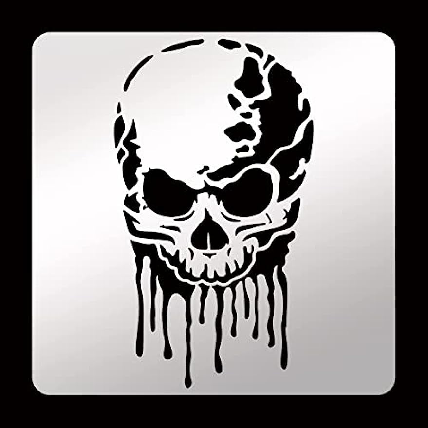 1pc Skull Metal Stencil 6.14 inch Square Metal Skull Pattern Stencil