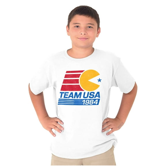 PACMAN Video Arcade Game Team USA Crewneck T Shirts Boy Girl Teen Brisco Brands S