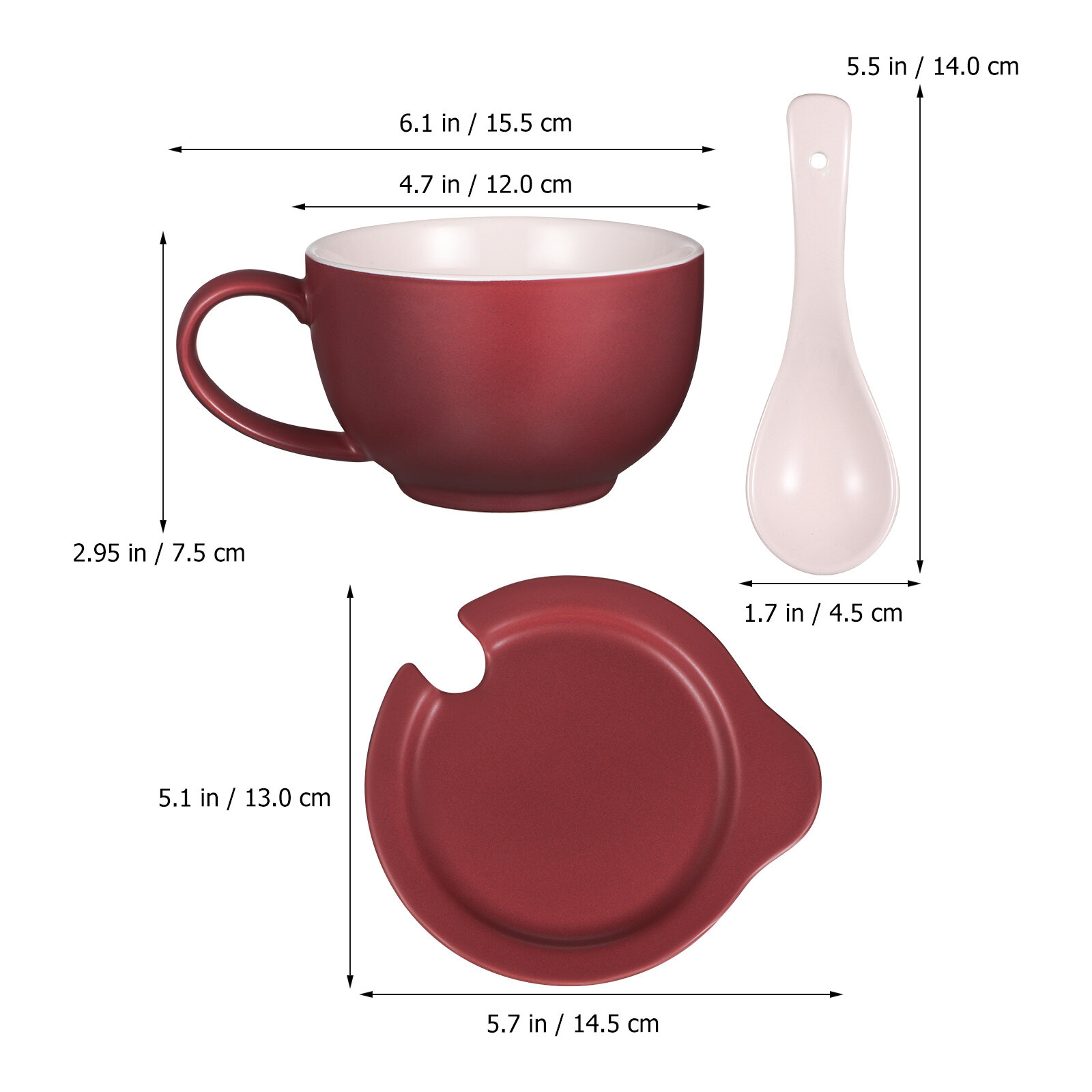 Ceramic Mug Set 480ml Large Capacity Coffee Mug Breakfast Cup with Lid and Spoon for Milk Cereal Oatmeal - image 2 of 8