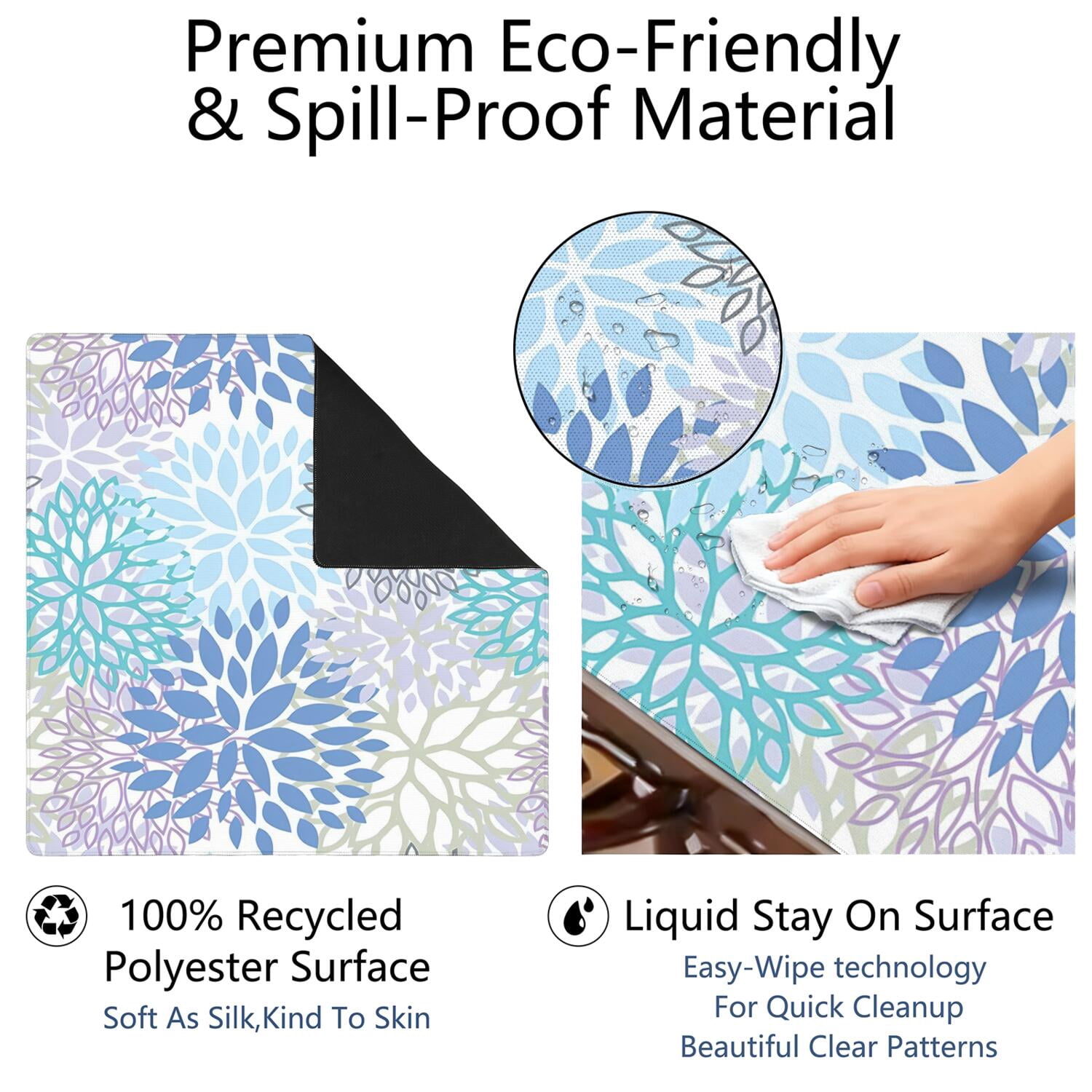 31.5 Inch Boho Style Table Pad Made of High Quality Rubber Material with Anti-Slip Backing and Noise Reduction Properties for Card Games
