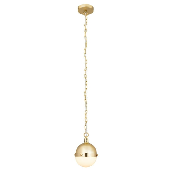Atlas Lighting and Home 1-Light Satin Brass Hanging Mini Pendant Ceiling Light Fixture with Orb