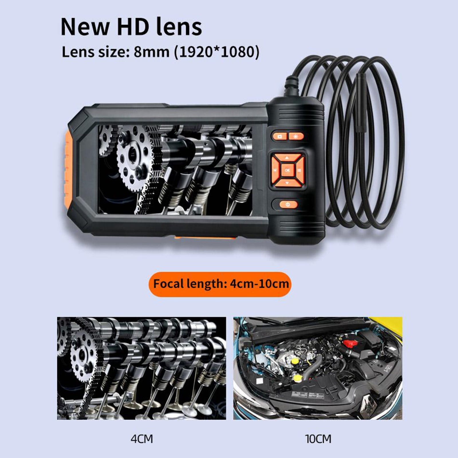 With Endoscope Camera With Light, HD 1080P Borescope With 5'' LCD Screen 8 Adjustable LED Lights Bracket, Single-Lens Inspection Camera With 16.4ft  Cord, Black