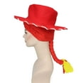 thumbnail image 6 of HPO | Womens Cowgirl Yarn-Braided Wig with Hat | Red Color Cosplay TV/Movie Wigs, 6 of 9