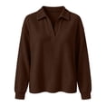 thumbnail image 5 of Tops for Women Long Sleeve Solid Color Casual Waffle Knit Top, 5 of 9