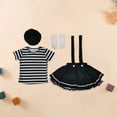 thumbnail image 4 of LMLYSoH Women Clown Costumes Black White Striped Tops Suspender Skirt Gloves and Hat Set Halloween Cosplay Outfit, 4 of 7