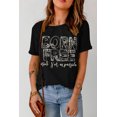 thumbnail image 3 of ABPHQTO Camiseta negra de manga corta con estampado de letras BORN FREE para mujer, 3 of 5