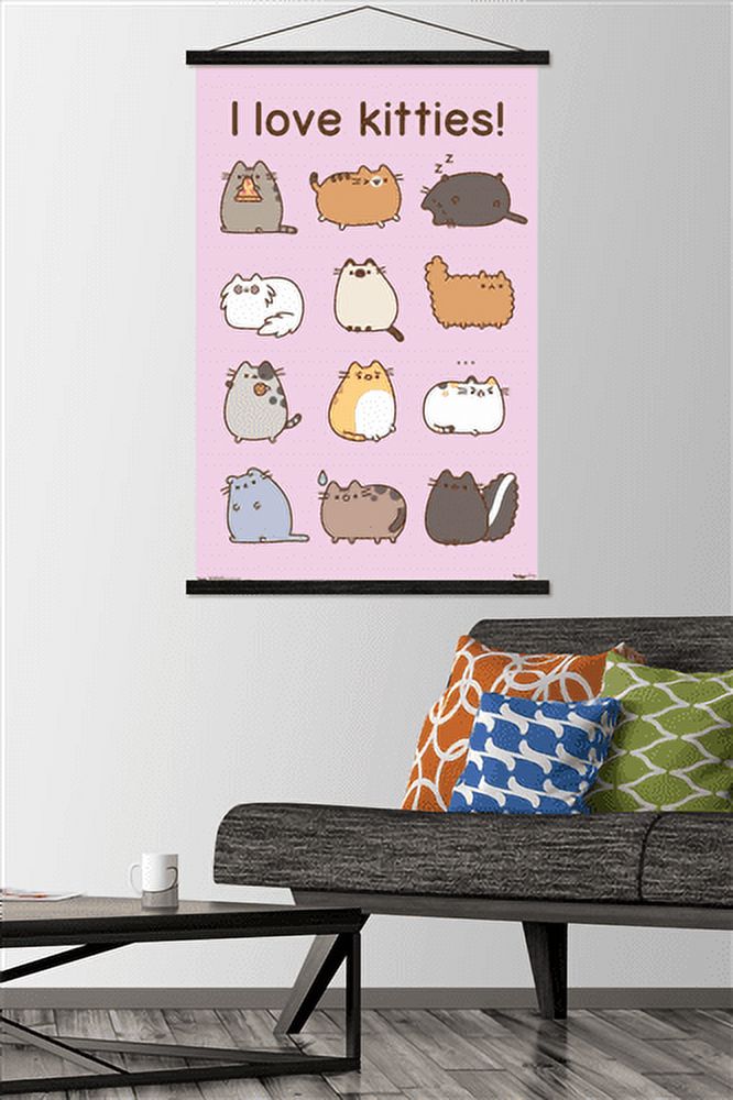 Pusheen - Kitties Wall Poster with Wooden Magnetic Frame, 22.375" x 34"