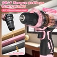 thumbnail image 3 of SHALL 222-Piece Cordless Drill Set, 12V Electric Drill Sets Combo Kit with Pink Tool Bag for Women, 3 of 7